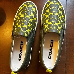 Coach Slip-On Shoes with Black and Yellow Design
